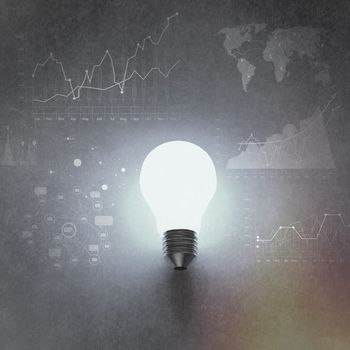 light bulb 3d on business strategy background as vintage style concept