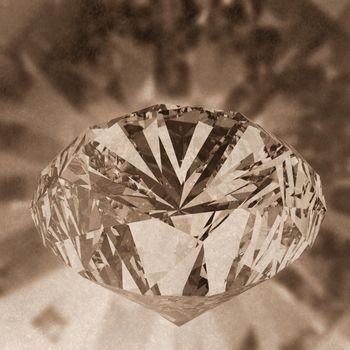 Diamonds isolated on dark 3d model background as vintage style concept