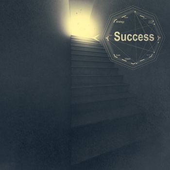 3d stairway to success as business vintag style concept