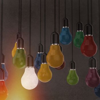 creative idea and leadership concept light bulb 3d design