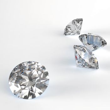 Diamonds isolated on white 3d model