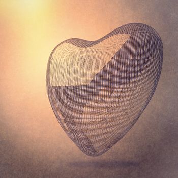 heart lines mesh 3d as vintage style concept