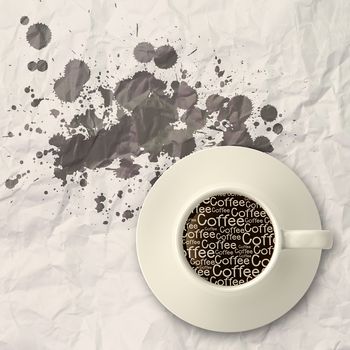 coffee spilling out of a cup 3d as vintage style concept