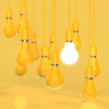 creative idea and leadership concept light bulb on grey background