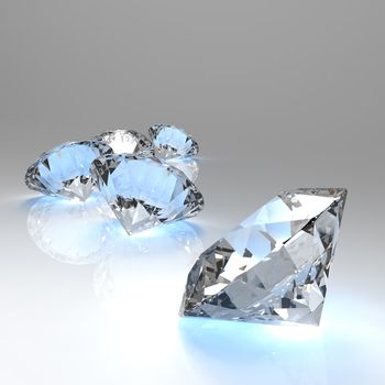 Diamonds 3d in composition as concept