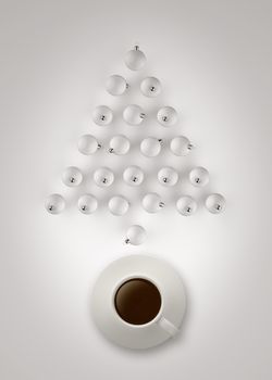 christmas balls and coffee cup as concept