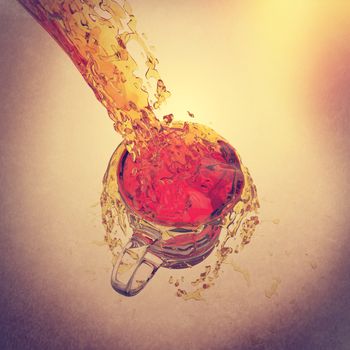 3d orange juice splash as vintage style concept