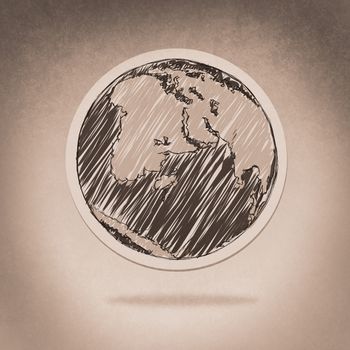 hand drawn the earth as vintage style concept