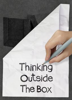 hand draws think outside the box as concept