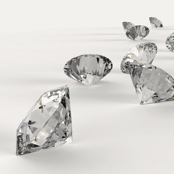 Diamonds 3d in composition as concept