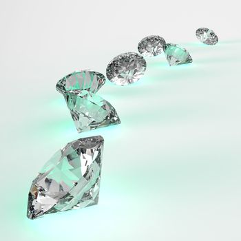 Diamonds 3d in composition as concept