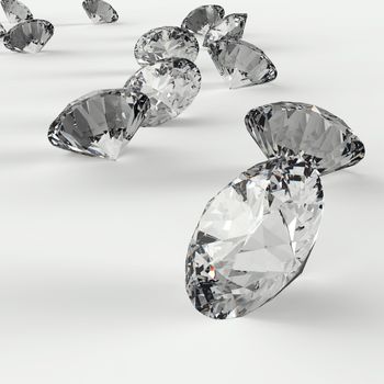 Diamonds 3d in composition as concept