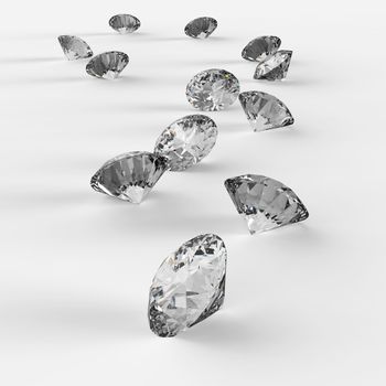 Diamonds 3d in composition as concept