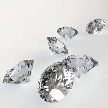 Diamonds 3d in composition as concept