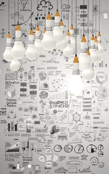 creative design business as pencil lightbulb 3d as business design concept

