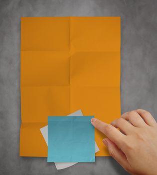 blank sticky notes on recycle crumpled paper background as concept