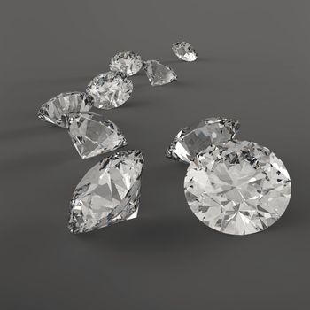 Diamonds 3d in composition as concept