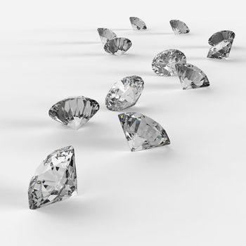 Diamonds 3d in composition as concept