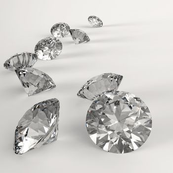 Diamonds 3d in composition as concept