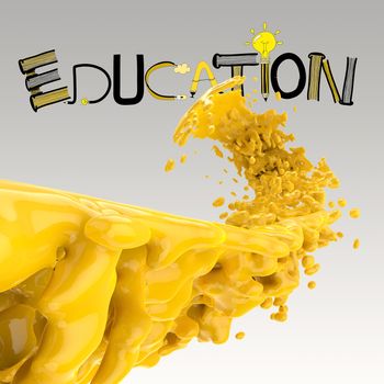 3D paint color splash with design word EDUCATION as concept