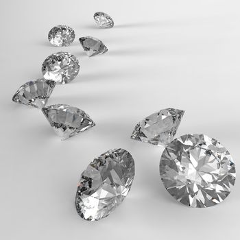 Diamonds 3d in composition as concept