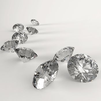 Diamonds 3d in composition as concept