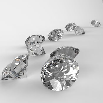 Diamonds 3d in composition as concept