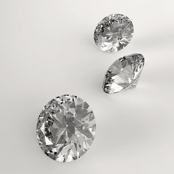 Diamonds 3d in composition as concept 