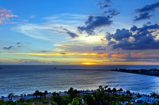 Beautiful sunset outside Sun Yat-sen University in Kaohsiung, Taiwan
