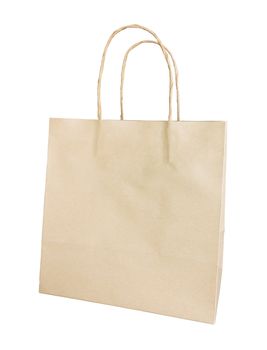Brown paper recycle bag on white background 