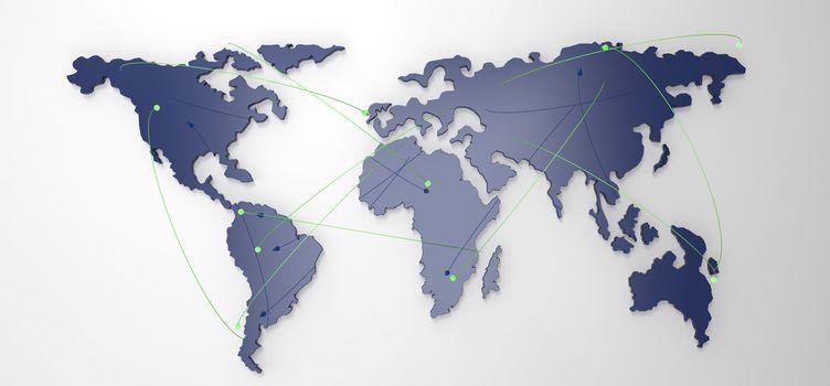 social network human 3d on world map as concept