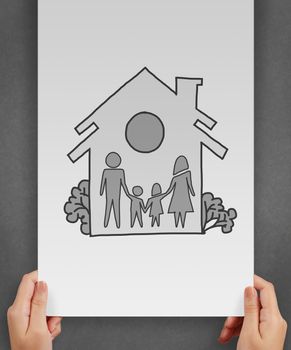 hand draw family and house as insurance concept 