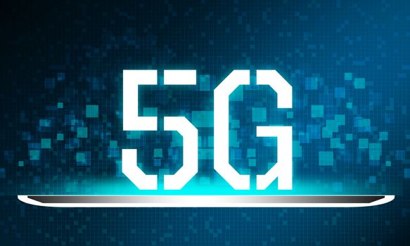 Future technology 5G network wireless systems, 3d rendering.