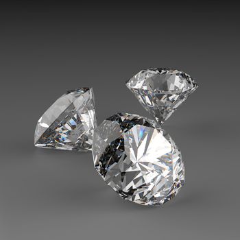 Diamonds 3d in composition as concept 