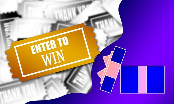 Enter to win ticket in the flat style, 3d rendering