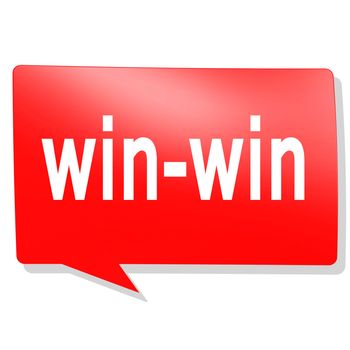 Win-win word on red speech bubble, 3D rendering