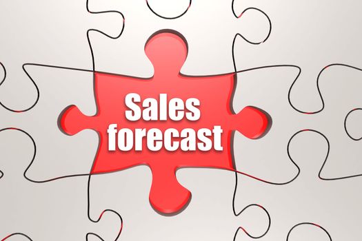 Sales forecast word on jigsaw puzzle, 3D rendering