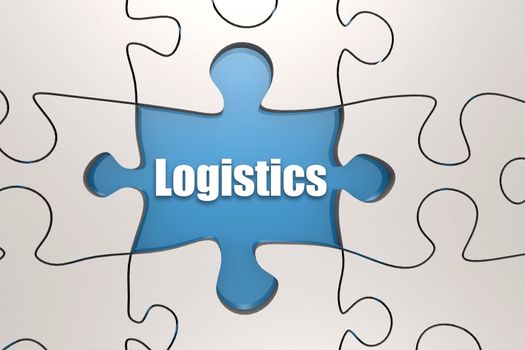 Logistics word on jigsaw puzzle, 3D rendering