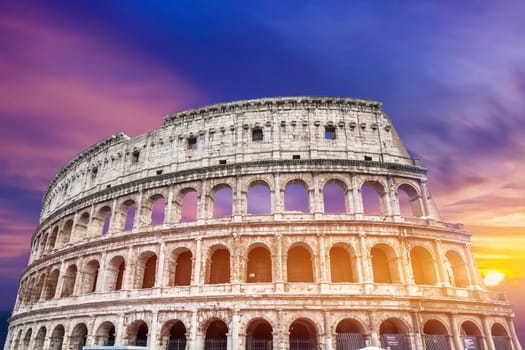 Colosseum in Rome, Italy in the big cloud