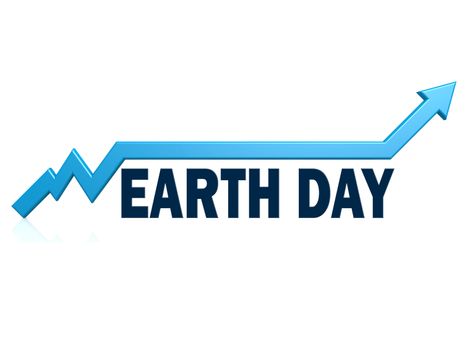 Earth day word with blue grow arrow, 3D rendering