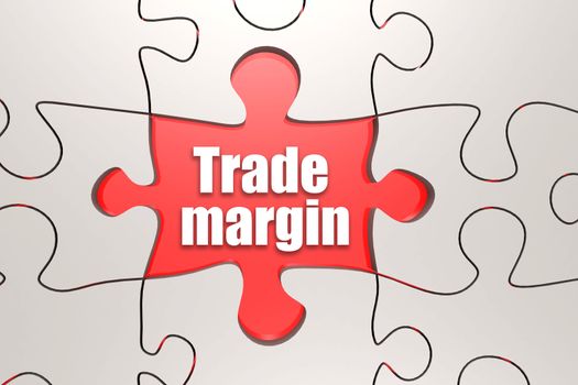 Trade margin word on jigsaw puzzle, 3D rendering