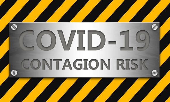 Banner with COVID-19 warning and contagion risk , 3d rendering
