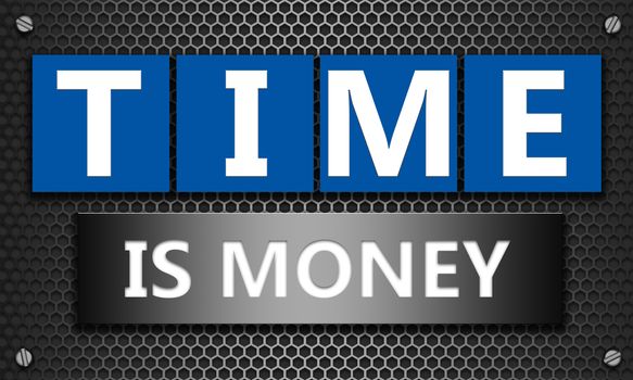 Time is money concept on mesh hexagon background, 3d rendering