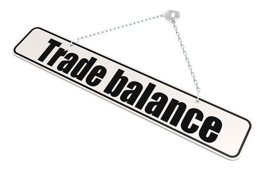 Trade balance word hang on the banner on wall, 3D rendering