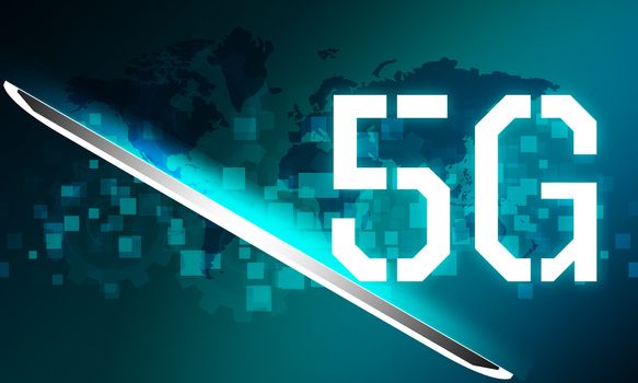 Future technology 5G network wireless systems, 3d rendering.