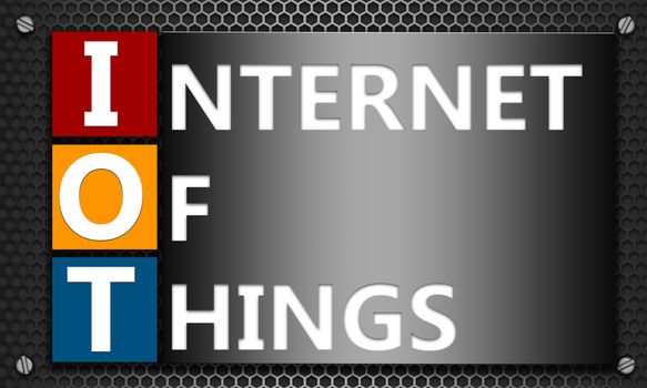 Internet Of Things concept on mesh hexagon background, 3d rendering