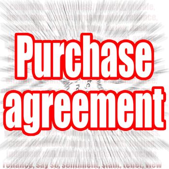 Purchase agreement word with zoom in effect as background, 3D rendering