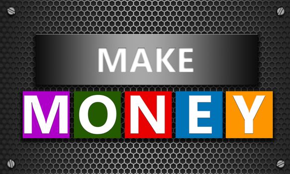 Make money concept on mesh hexagon background, 3d rendering