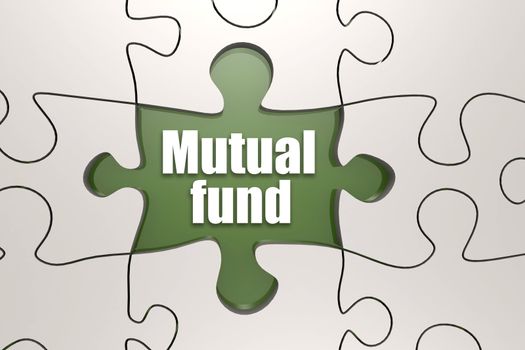 Mutual fund word on jigsaw puzzle, 3D rendering