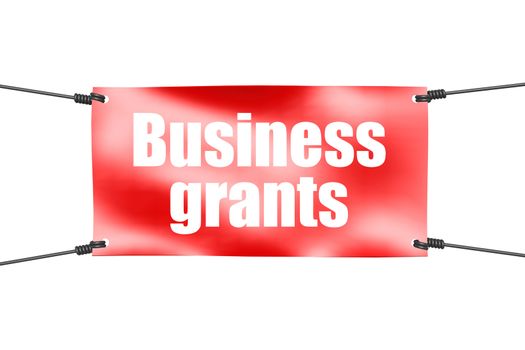 Business grants word with red tie up banner, 3D rendering